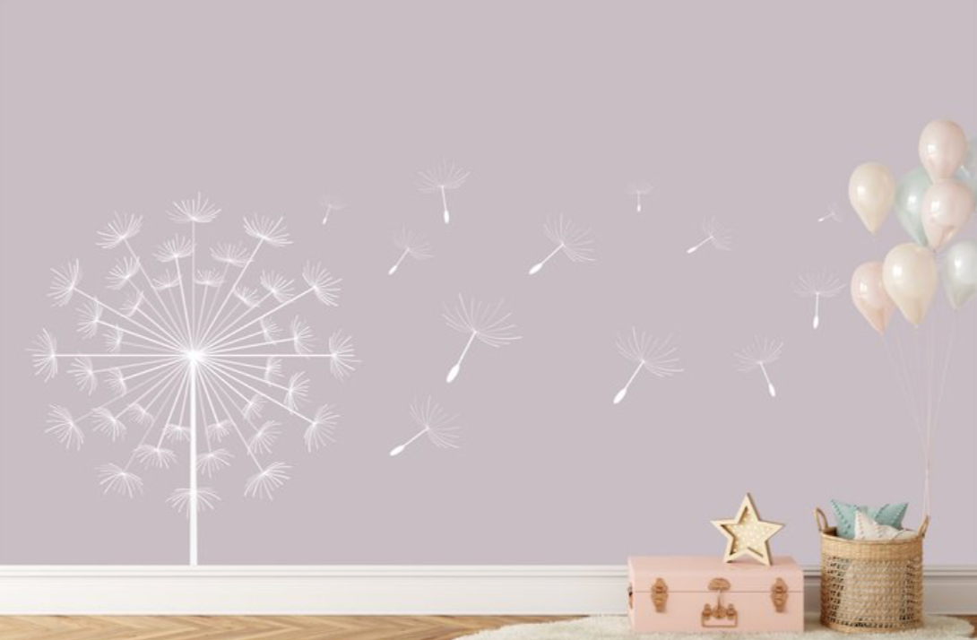 Tapete Kinderzimmer Pusteblume |  Flieder Lavendel
