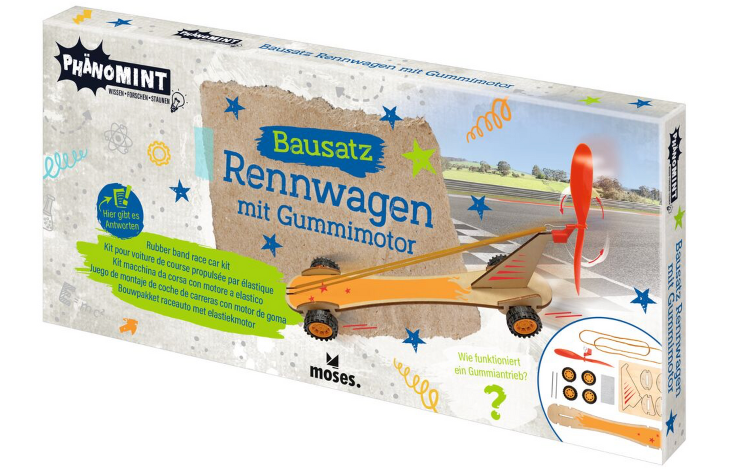 PhänoMINT Bausatz Rennwagen mit Gummimotor | Moses Verlag