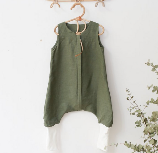 Leinenschlafsack mit Füßen | GOT 2 | forest green