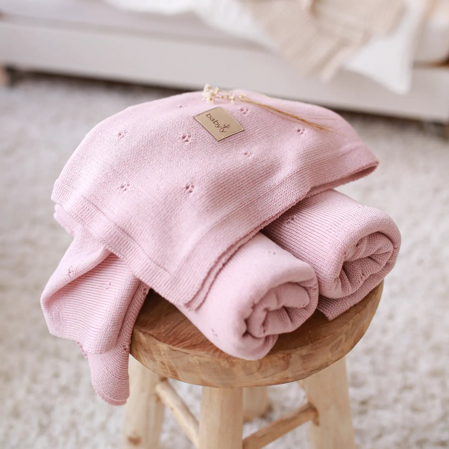 Babydecke aus Merinowolle | dusty rose | Babyly