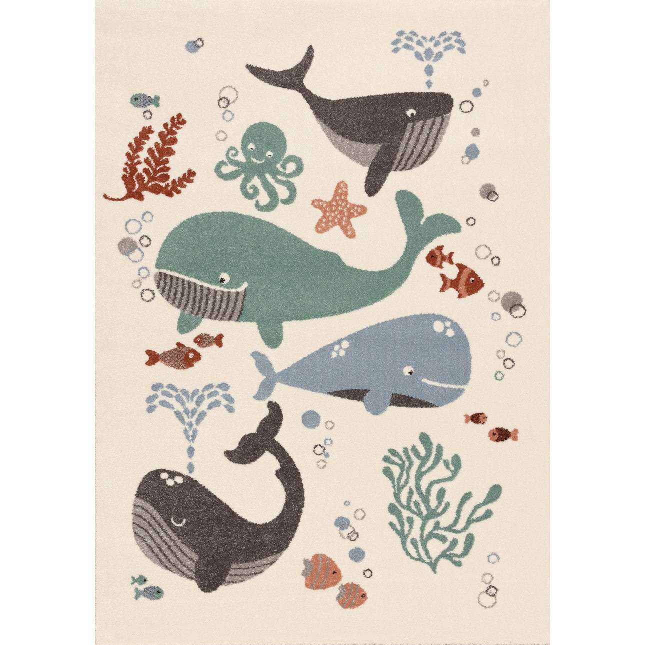 Teppich Smiling Whales 120x170cm | Yellow Tipi
