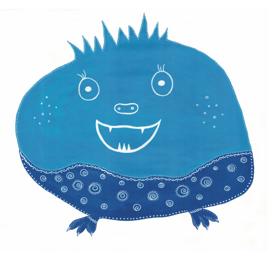 Kinderbild Monster blau | Handgemacht & signiert | 30 x 40 cm